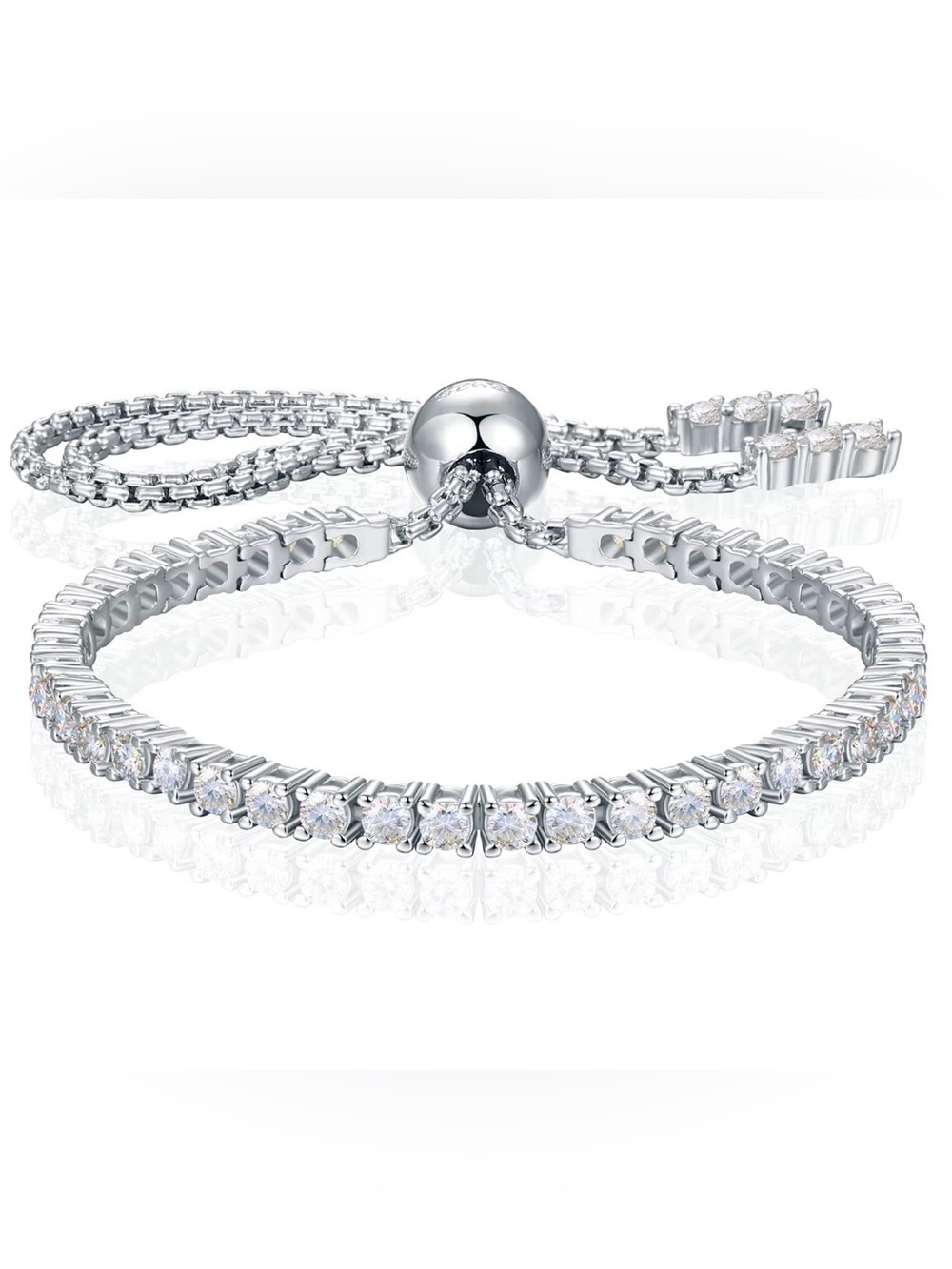 1.52 CTW Sterling Silver Moissanite Tennis Bracelet – 2 mm Silver